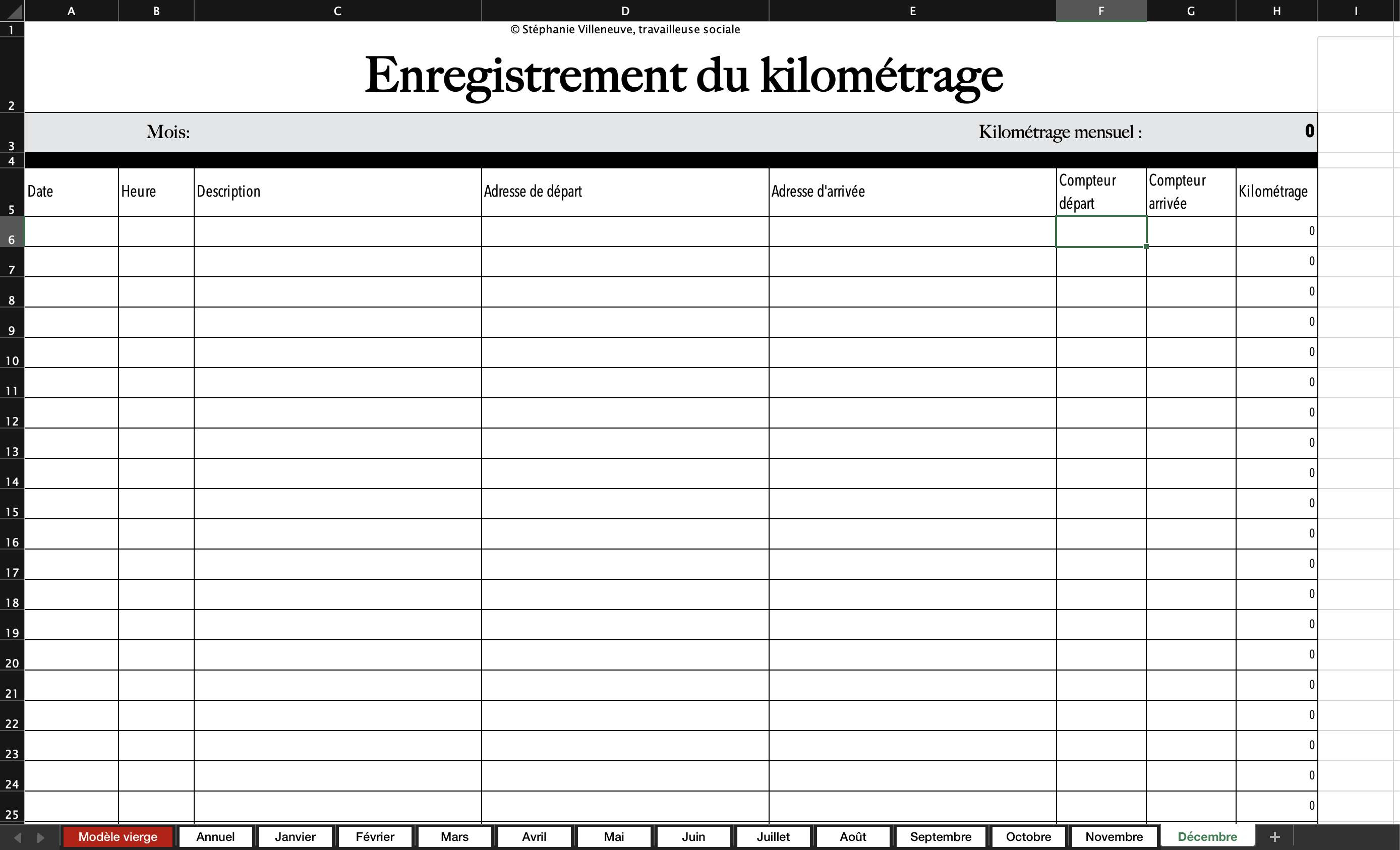 Preview of Suivi de kilométrage
